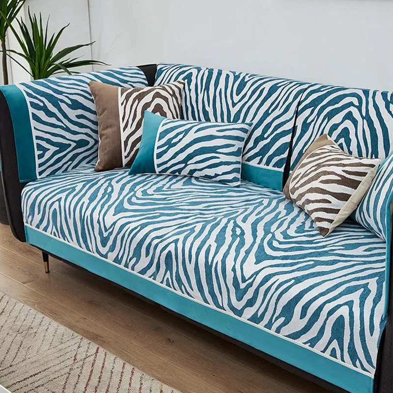 Wild Zebra Print Chenille Furniture Protector Couch Cover - Image 11