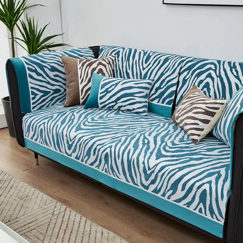 Wild Zebra Print Chenille Furniture Protector Couch Cover - Image 12