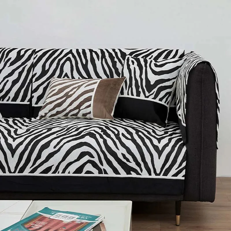 Wild Zebra Print Chenille Furniture Protector Couch Cover - Image 14