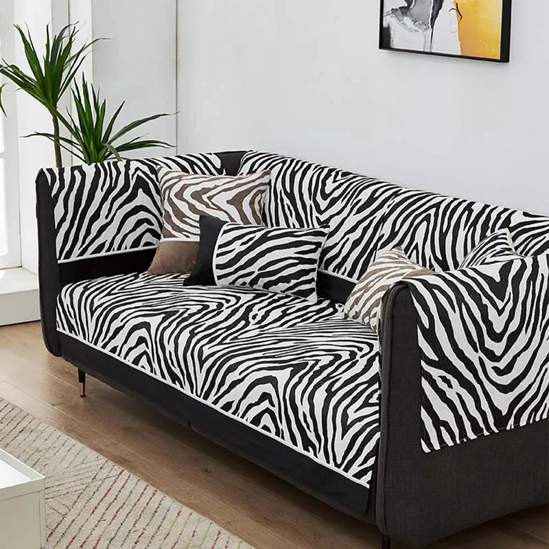 Wild Zebra Print Chenille Furniture Protector Couch Cover - Image 3