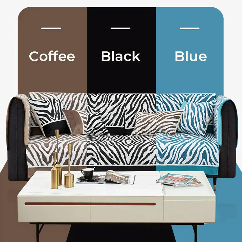 Wild Zebra Print Chenille Furniture Protector Couch Cover - Image 6