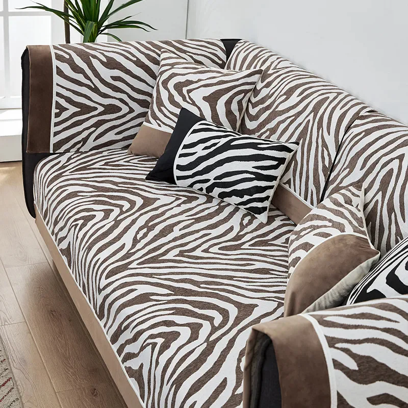 Wild Zebra Print Chenille Furniture Protector Couch Cover - Image 8
