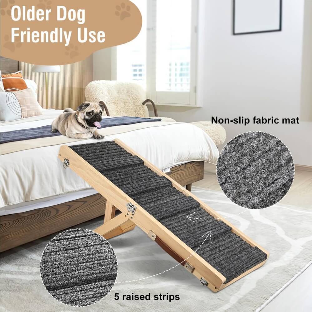 Wooden Dog Ramp 4 Levels Height Adjustable Foldable Dog Stairs - Image 5
