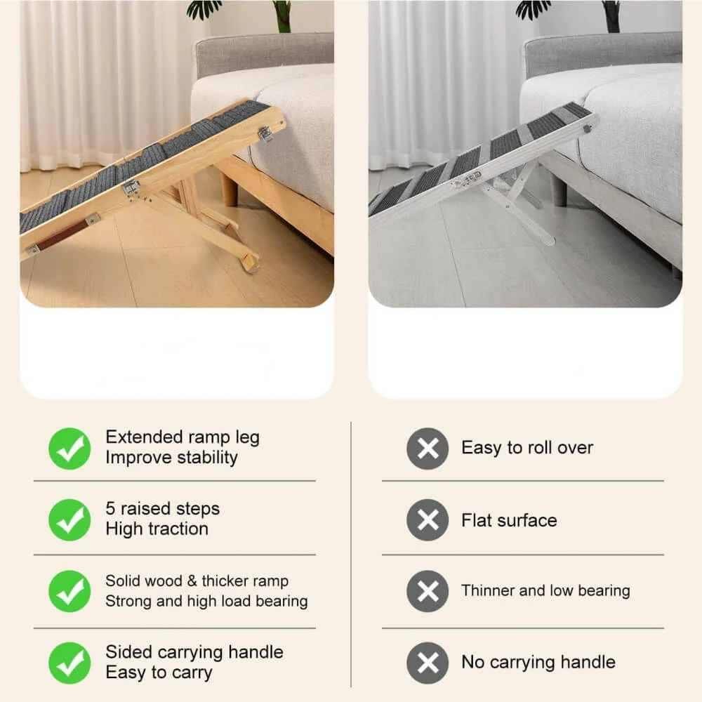 Wooden Dog Ramp 4 Levels Height Adjustable Foldable Dog Stairs - Image 6